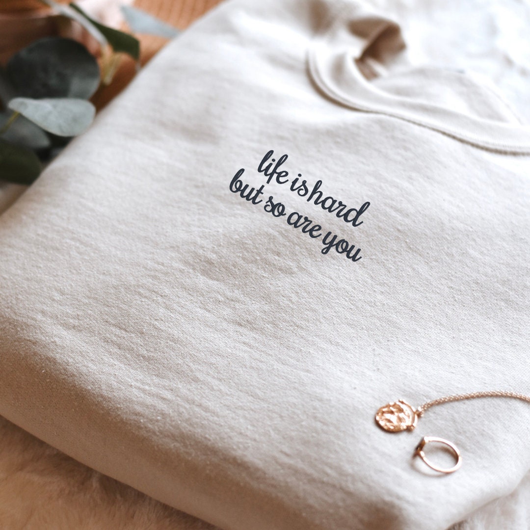 Custom Embroidered Sweatshirt – Personalized Minimalist Quote Crewneck
