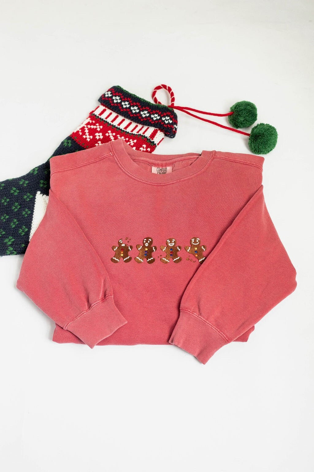Gingerbread Family Embroidered Sweatshirt – Festive Holiday Crewneck