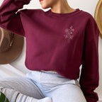 Birth Flower Embroidered Sweatshirt – Personalized Floral Crewneck
