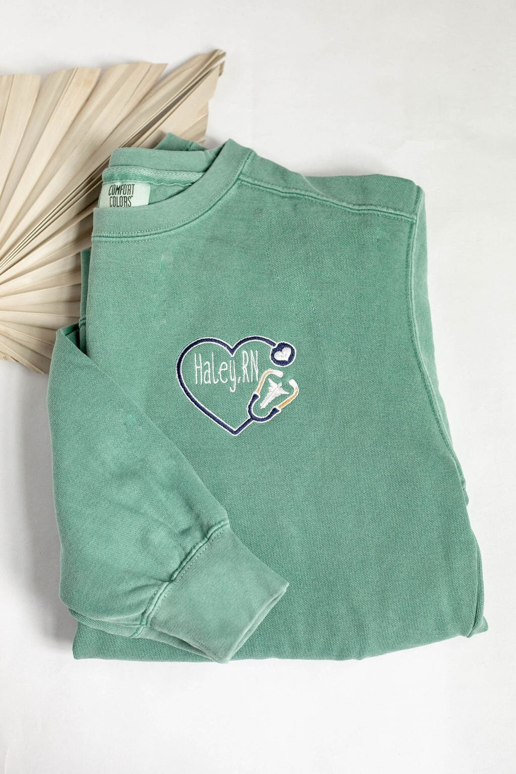 Nurse Embroidered Sweatshirt – Heart & Stethoscope Design