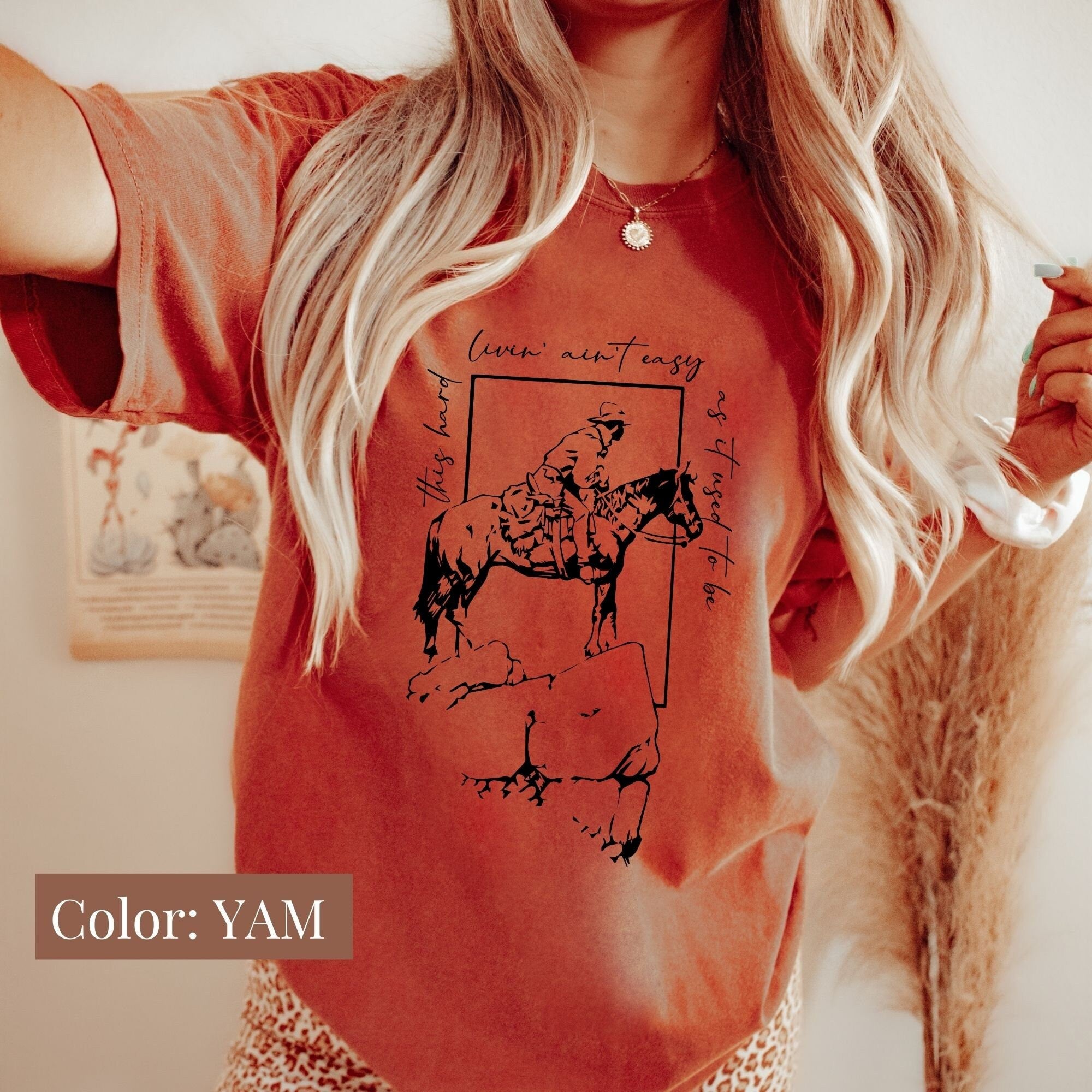 Vintage Inspired Country Cowgirl Shirt - Garment Dyed Rodeo Tee