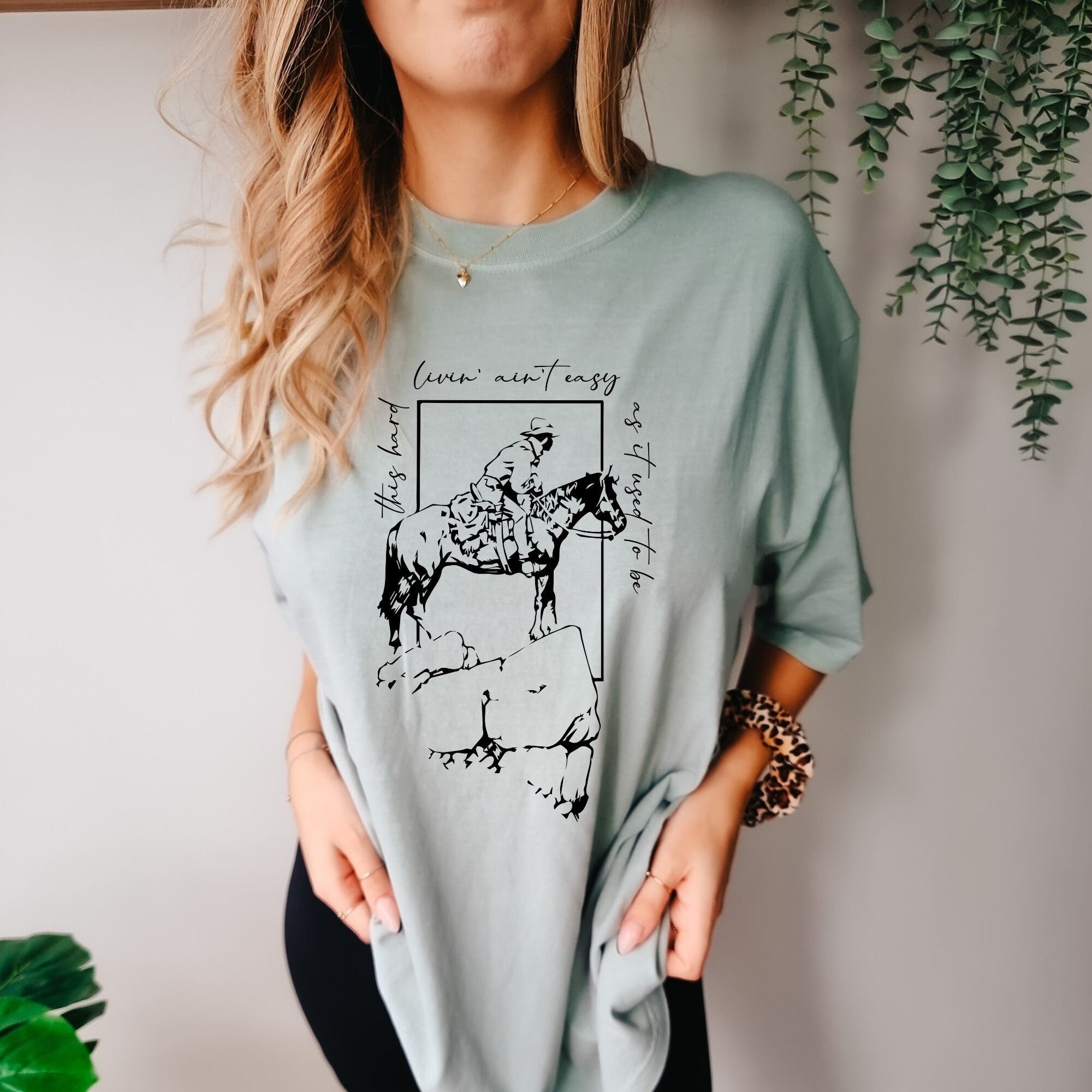 Vintage Inspired Country Cowgirl Shirt - Garment Dyed Rodeo Tee