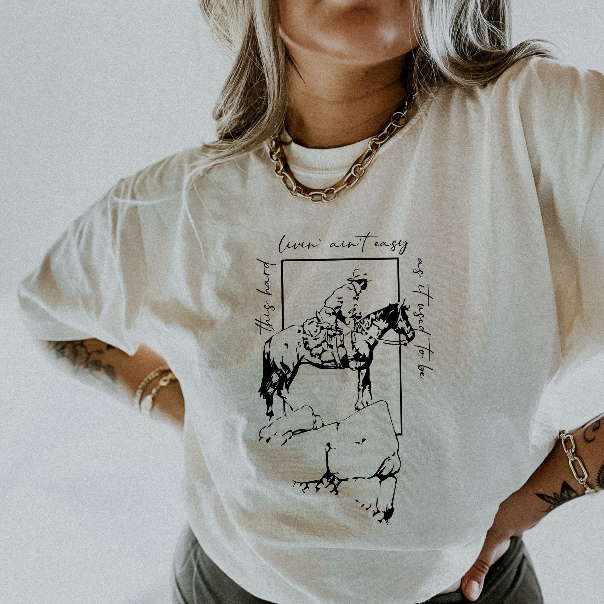 Vintage Inspired Country Cowgirl Shirt - Garment Dyed Rodeo Tee