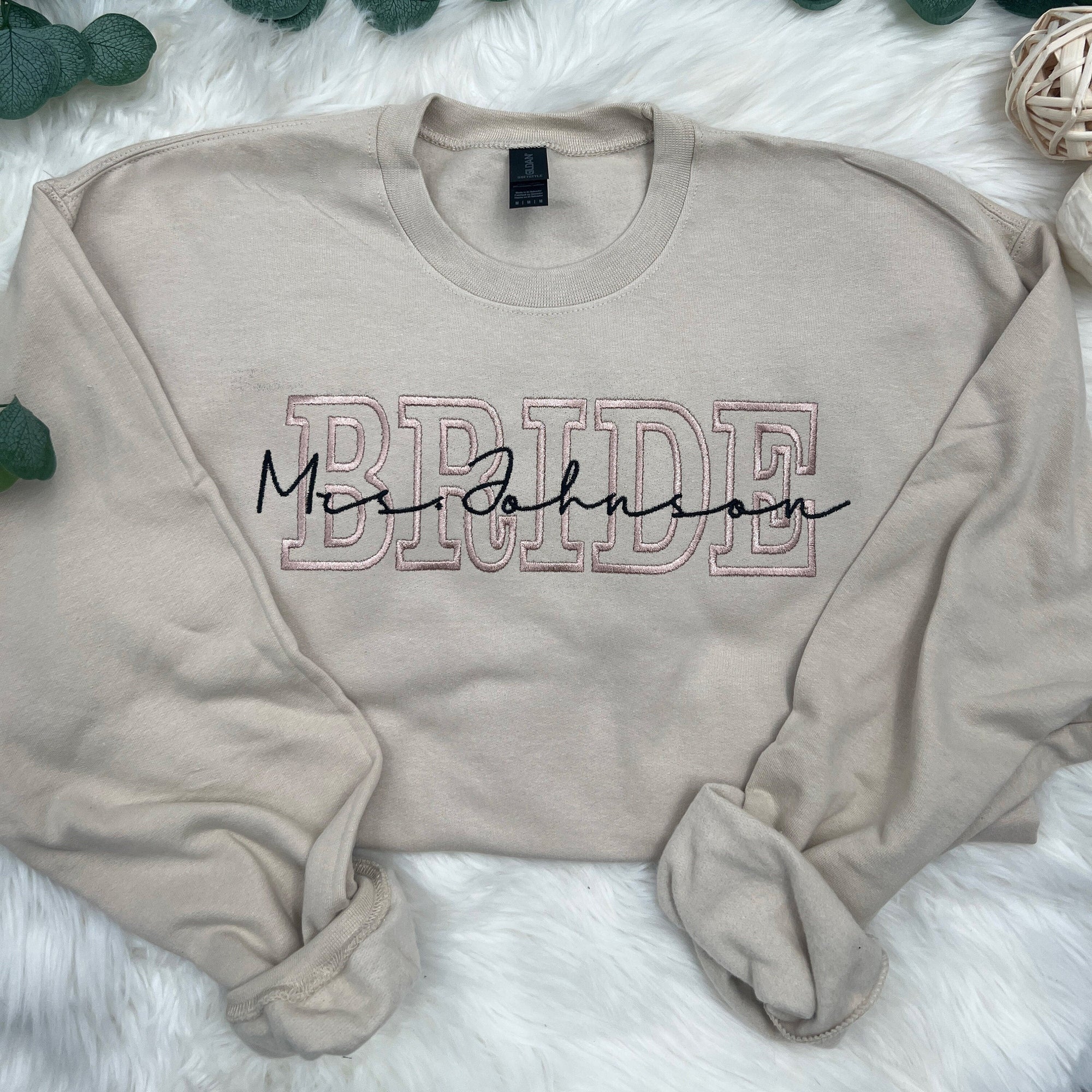 Personalized Bride Sweatshirt – Custom Embroidered Wedding Crewneck