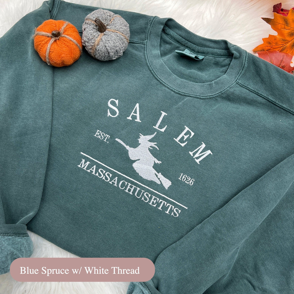 Salem Massachusetts Embroidered Sweatshirt – Vintage Witchy Aesthetic