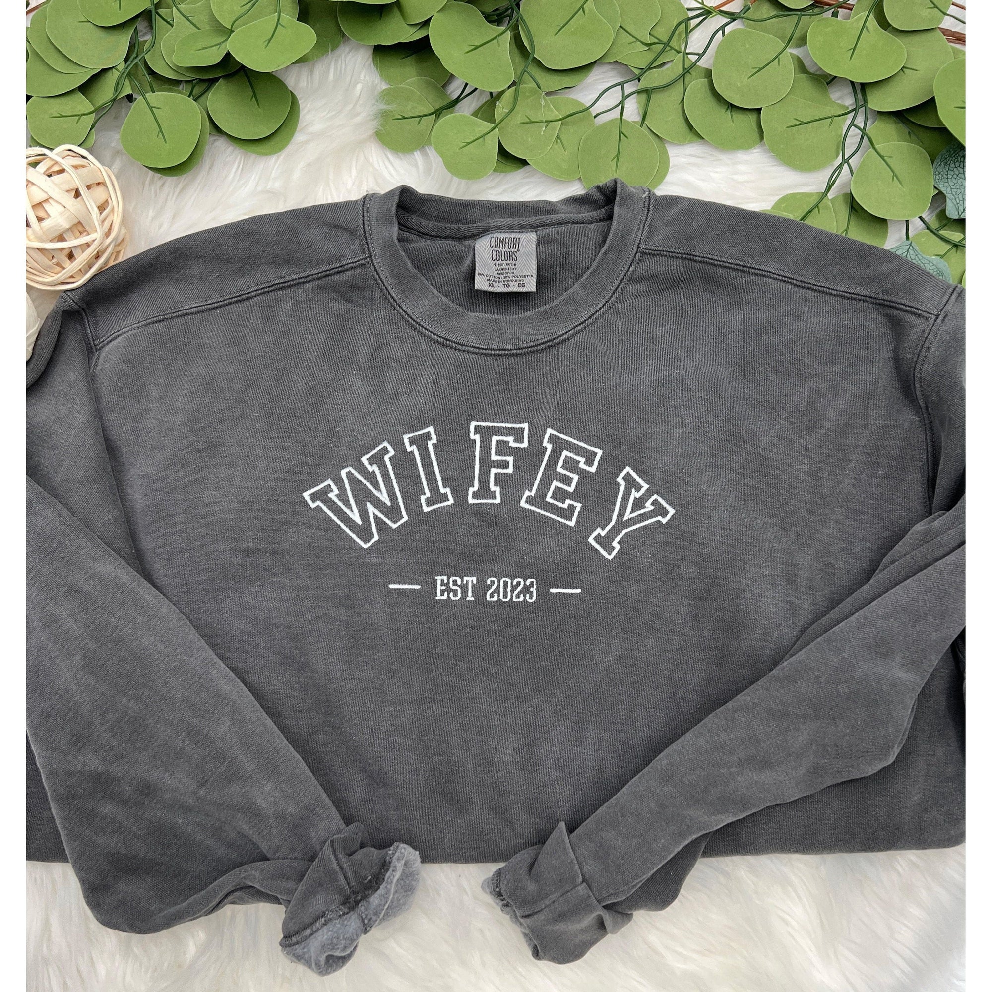 Personalized Wifey Embroidered Sweatshirt – Custom Bridal Gift