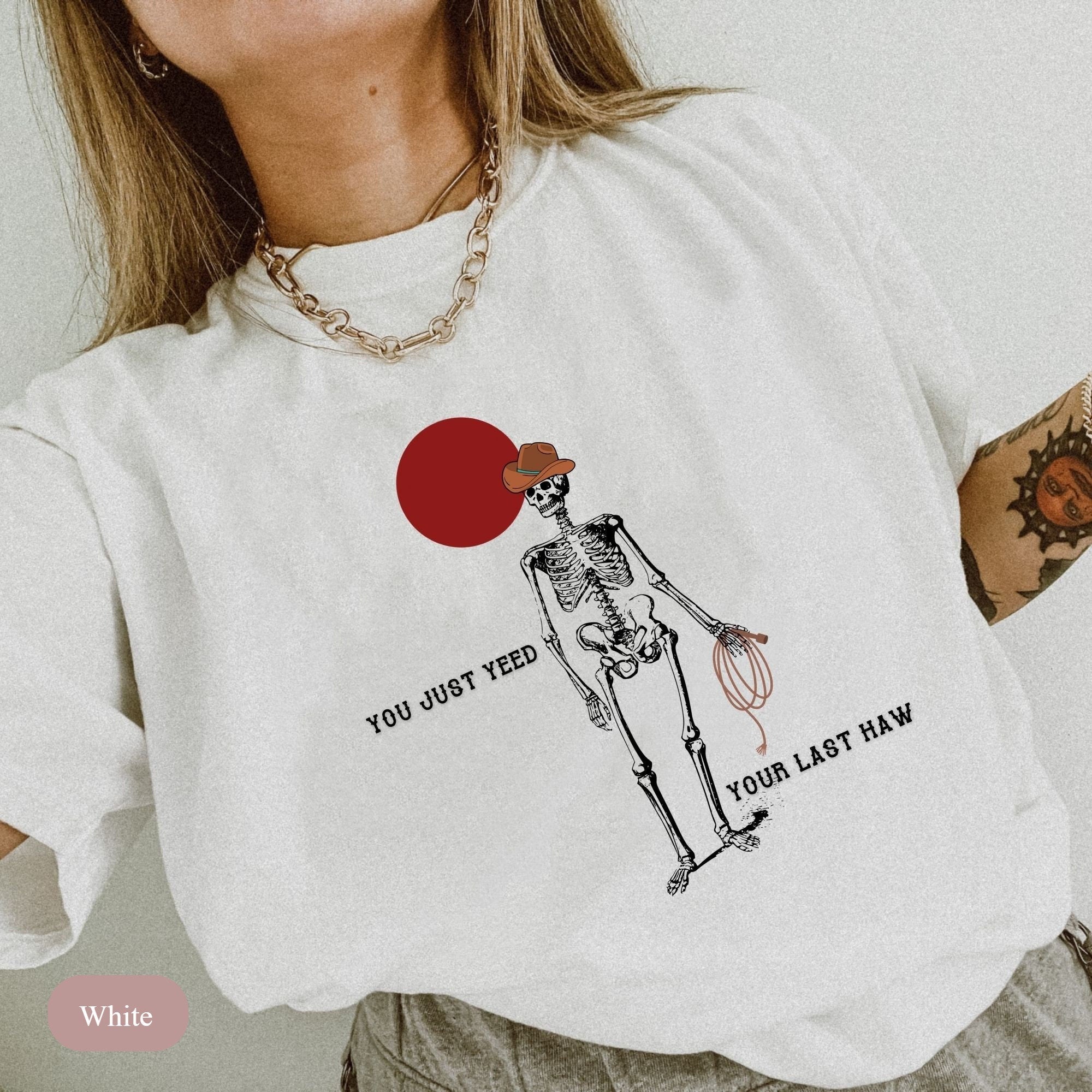 Yeehaw Skeleton Tee - Country Rodeo Howdy Shirt