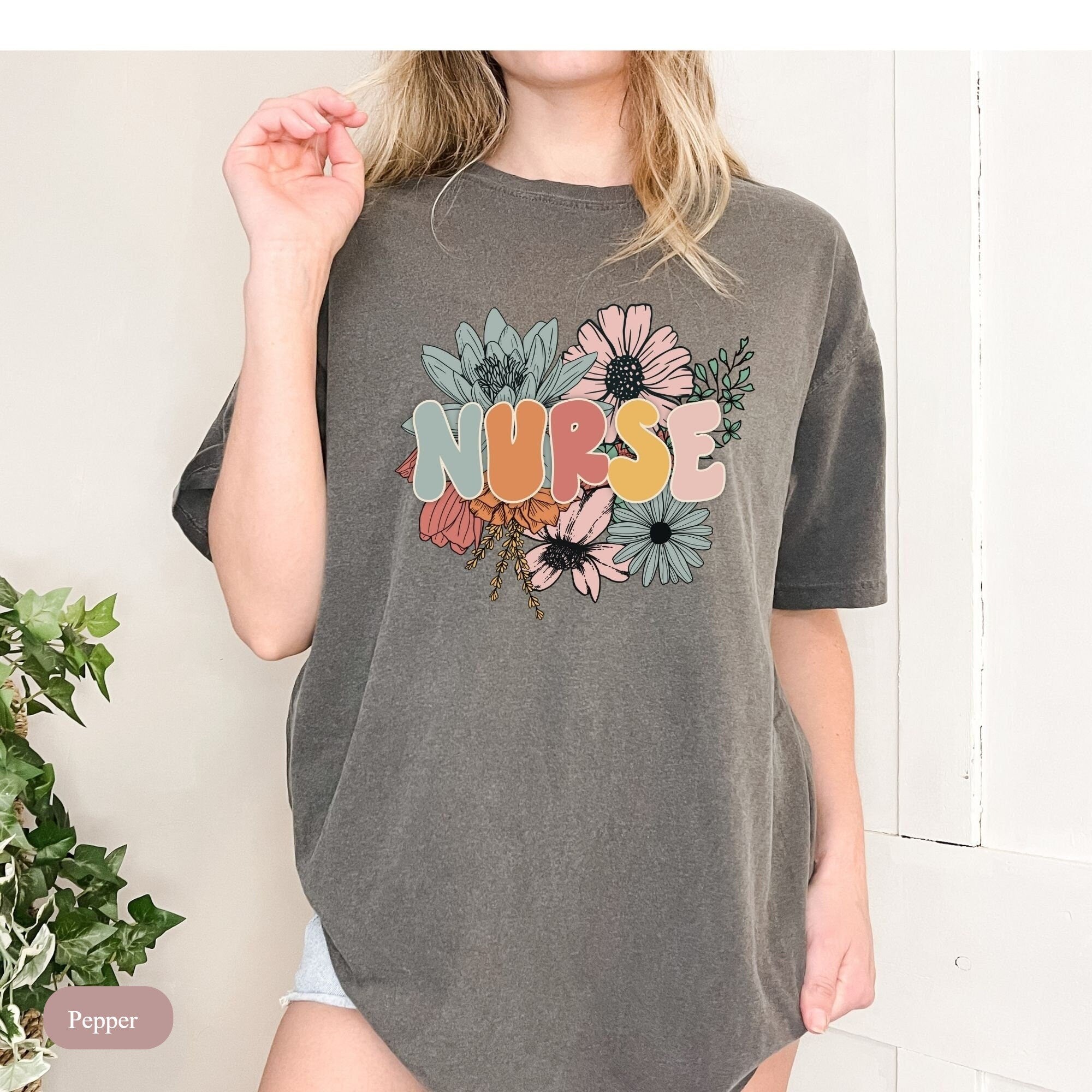 Floral Boho Nurse Shirt -