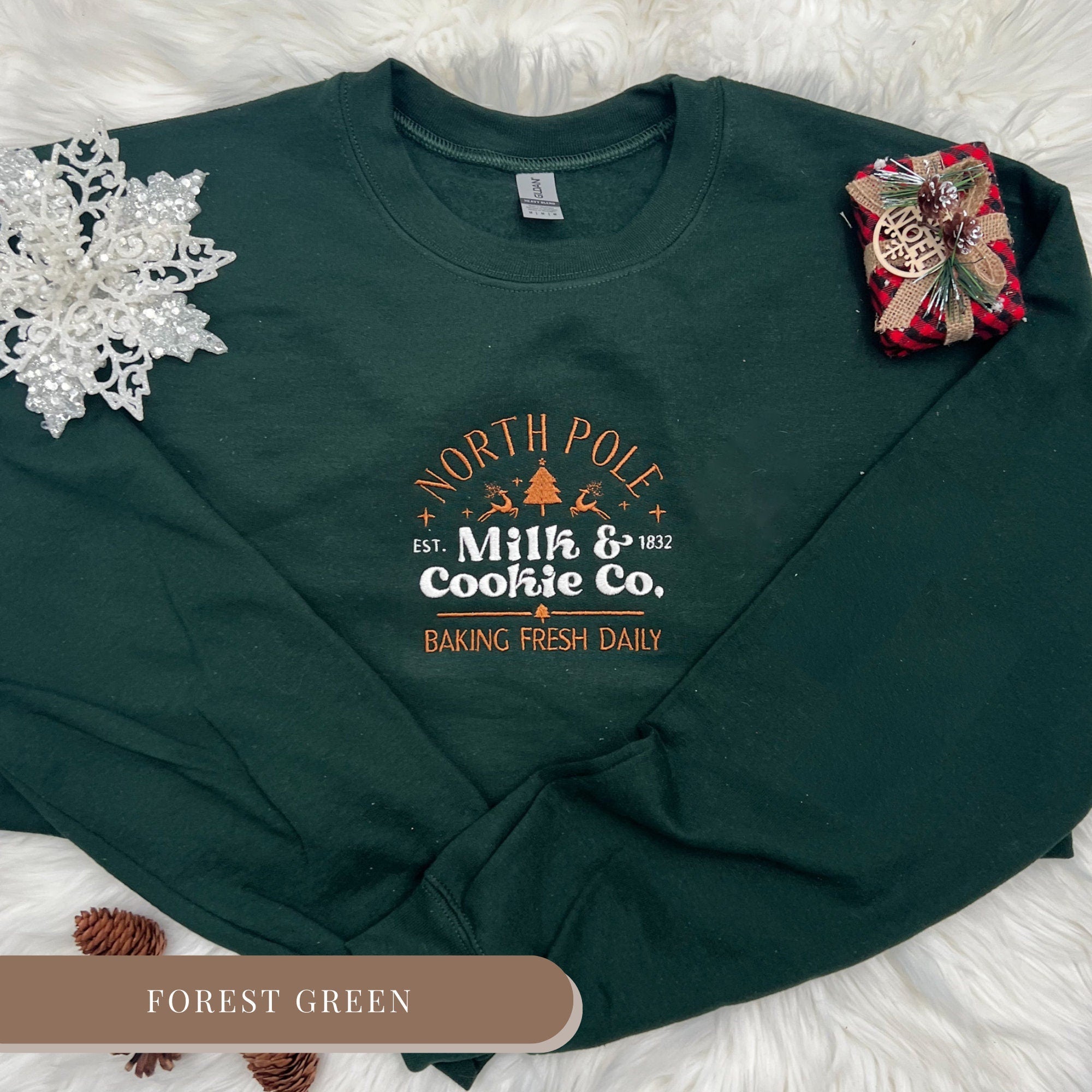 North Pole Milk & Cookie Co. Embroidered Sweatshirt – Festive & Cozy