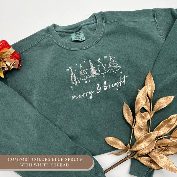 Merry & Bright Embroidered Sweatshirt – Festive & Cheerful