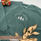 Rockin’ Around Embroidered Christmas Sweatshirt – Festive Holiday Crewneck