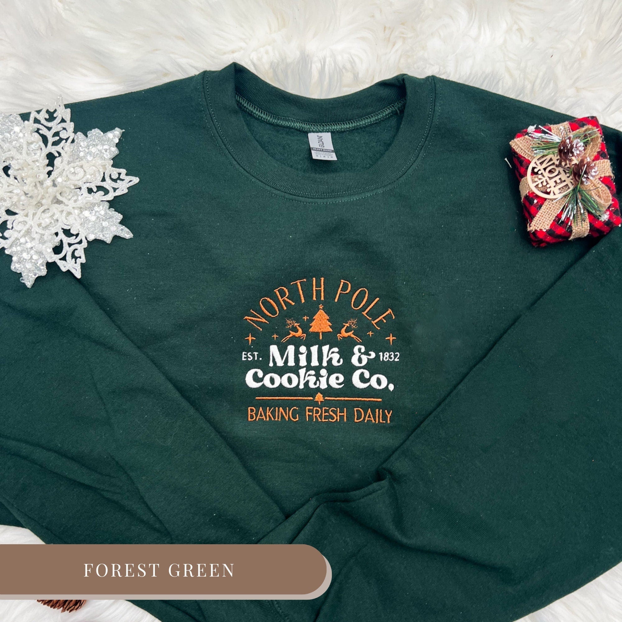 North Pole Milk & Cookie Co. Embroidered Sweatshirt – Festive & Cozy