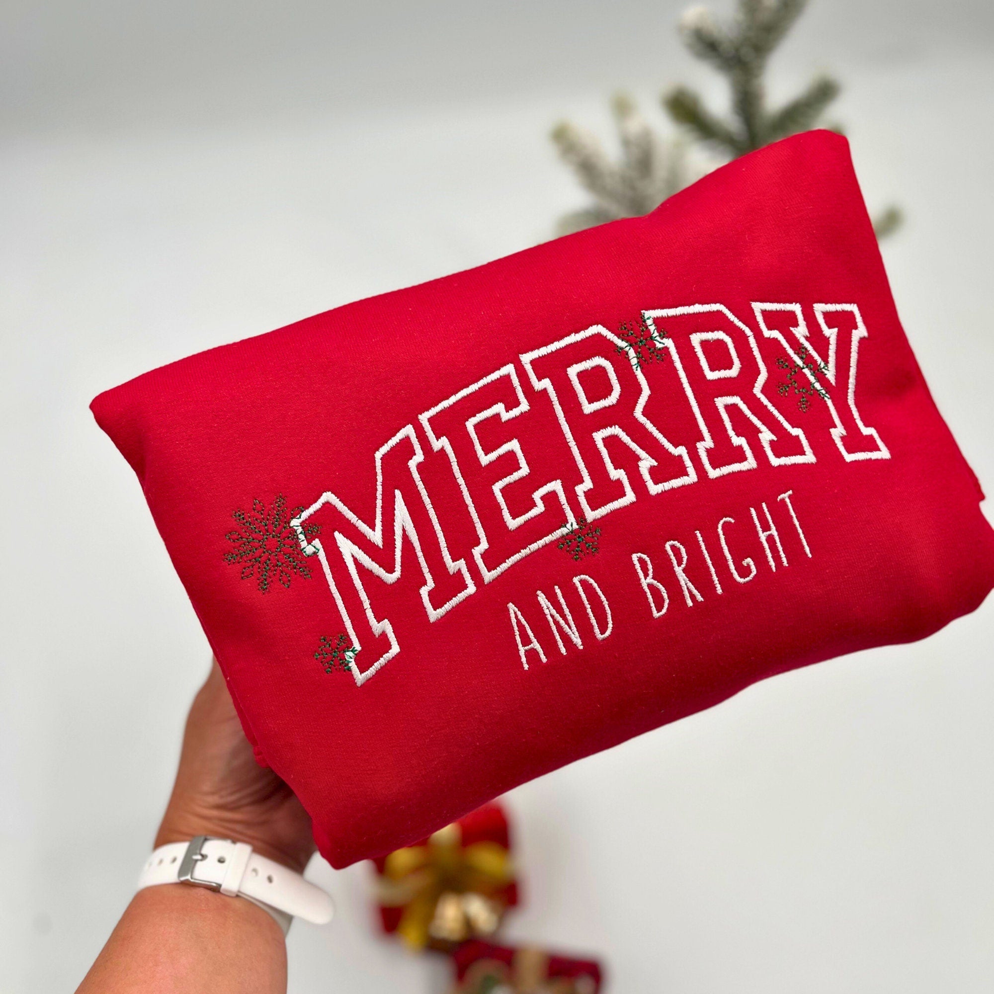 Merry and Bright Embroidered Sweatshirt – Festive & Cheerful