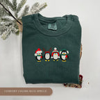 Embroidered Christmas Penguins Sweatshirt