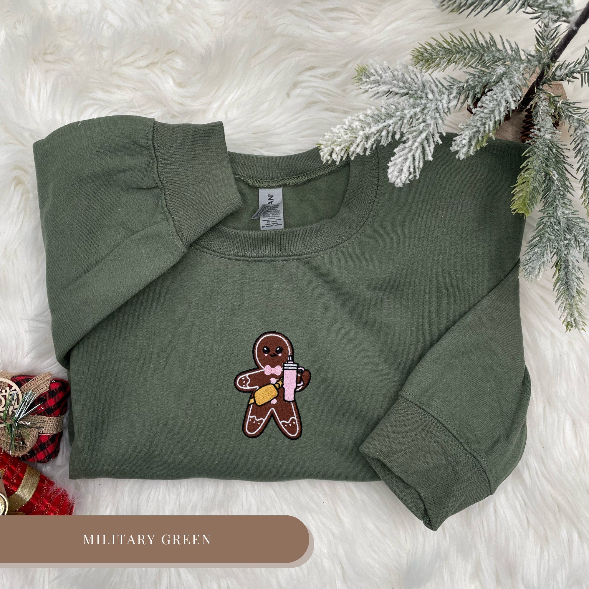 Embroidered Gingerbread Coffee Sweatshirt