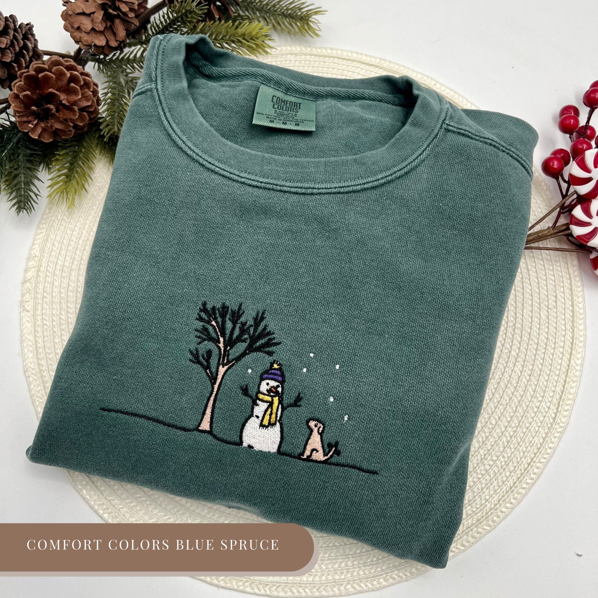 Winter Wonderland Embroidered Sweatshirt – Cozy Snowy Scene Crewneck