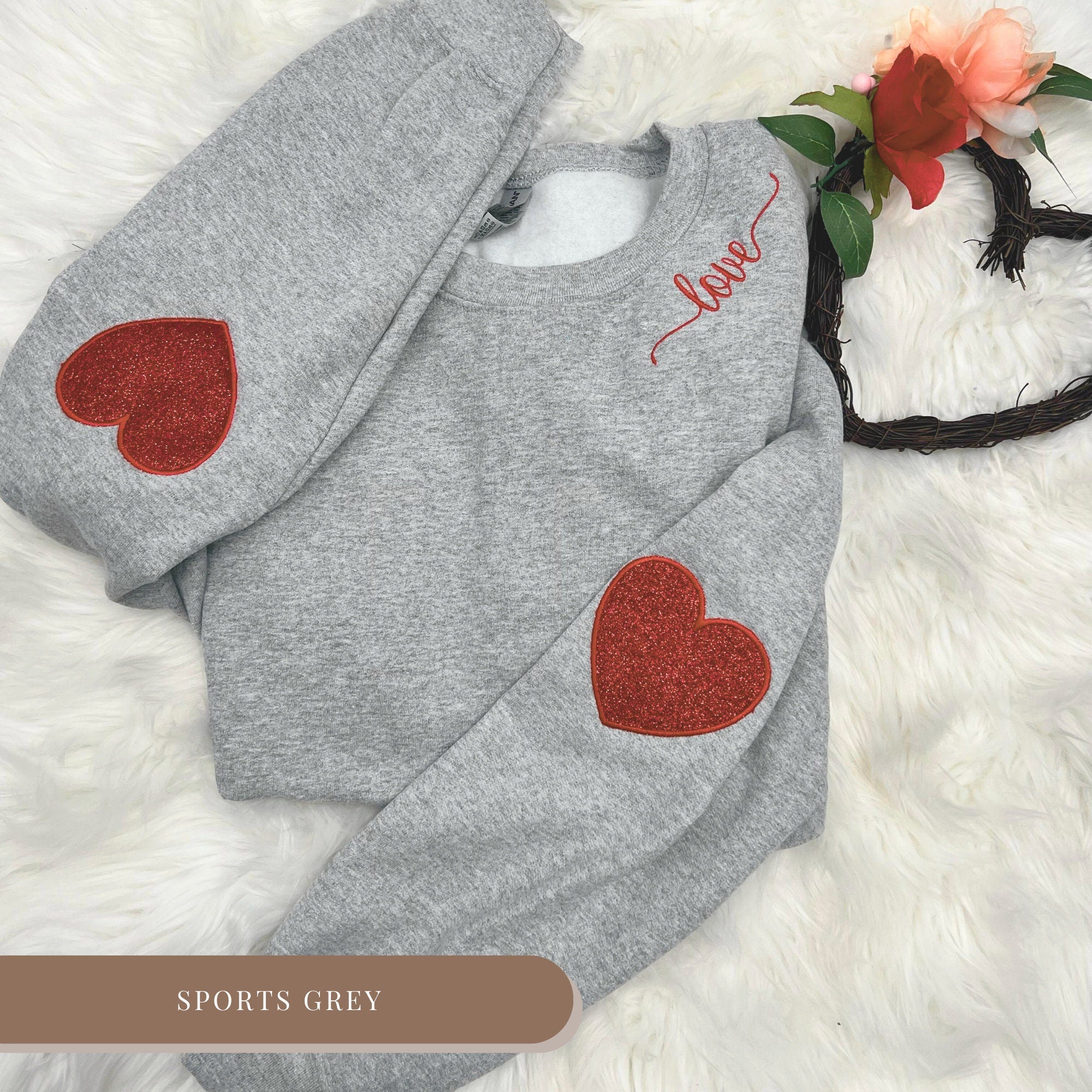 Love Valentine's Embroidered Sweatshirt – Neckline Embroidery