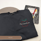 Personalized Teacher Apple Embroidered Sweatshirt – Custom Name Crewneck