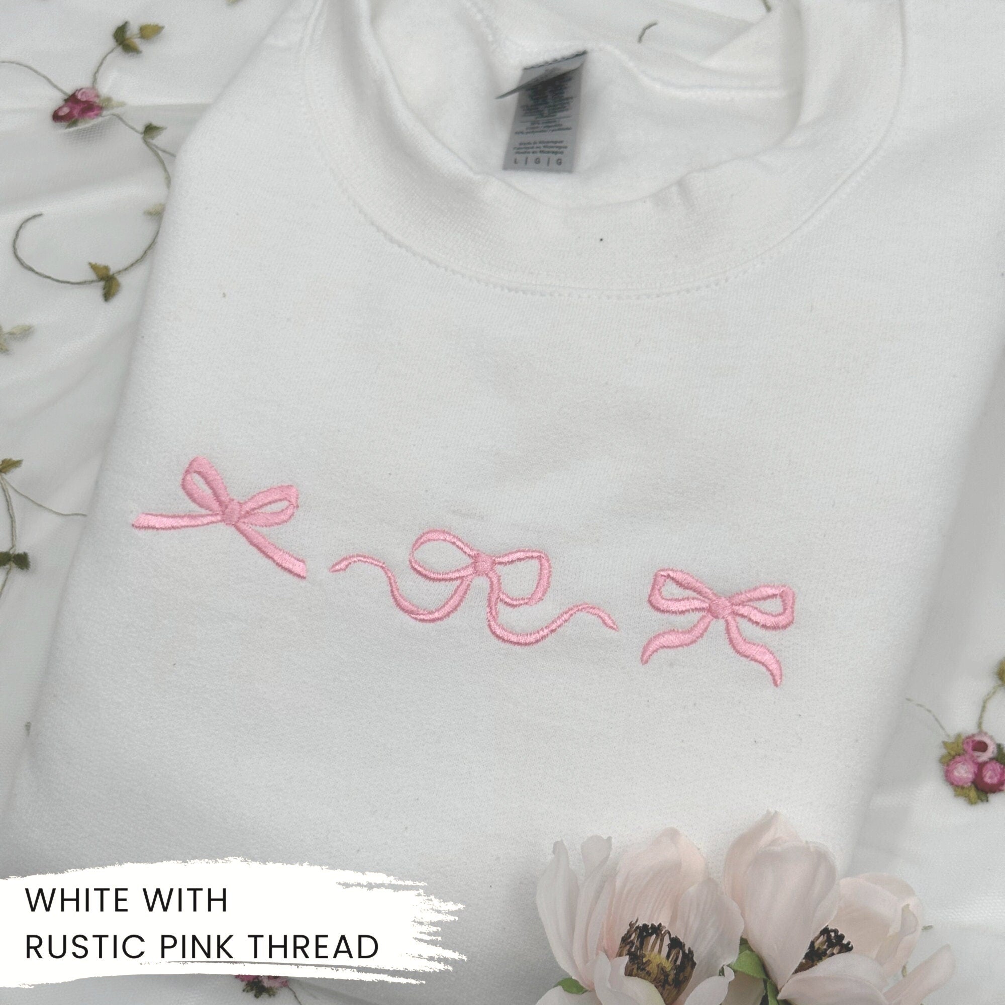 Delicate Bow Embroidered Sweatshirt – Feminine & Minimalist Aesthetic