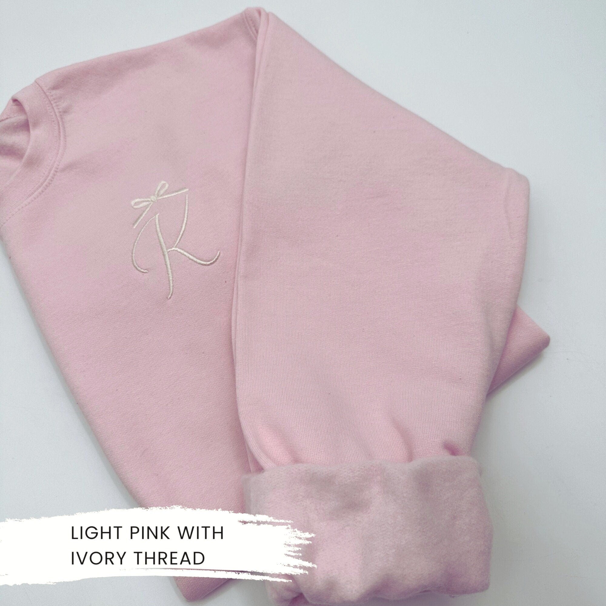 Personalized Coquette Initial Bow Embroidered Sweatshirt – Elegant Minimalist Crewneck