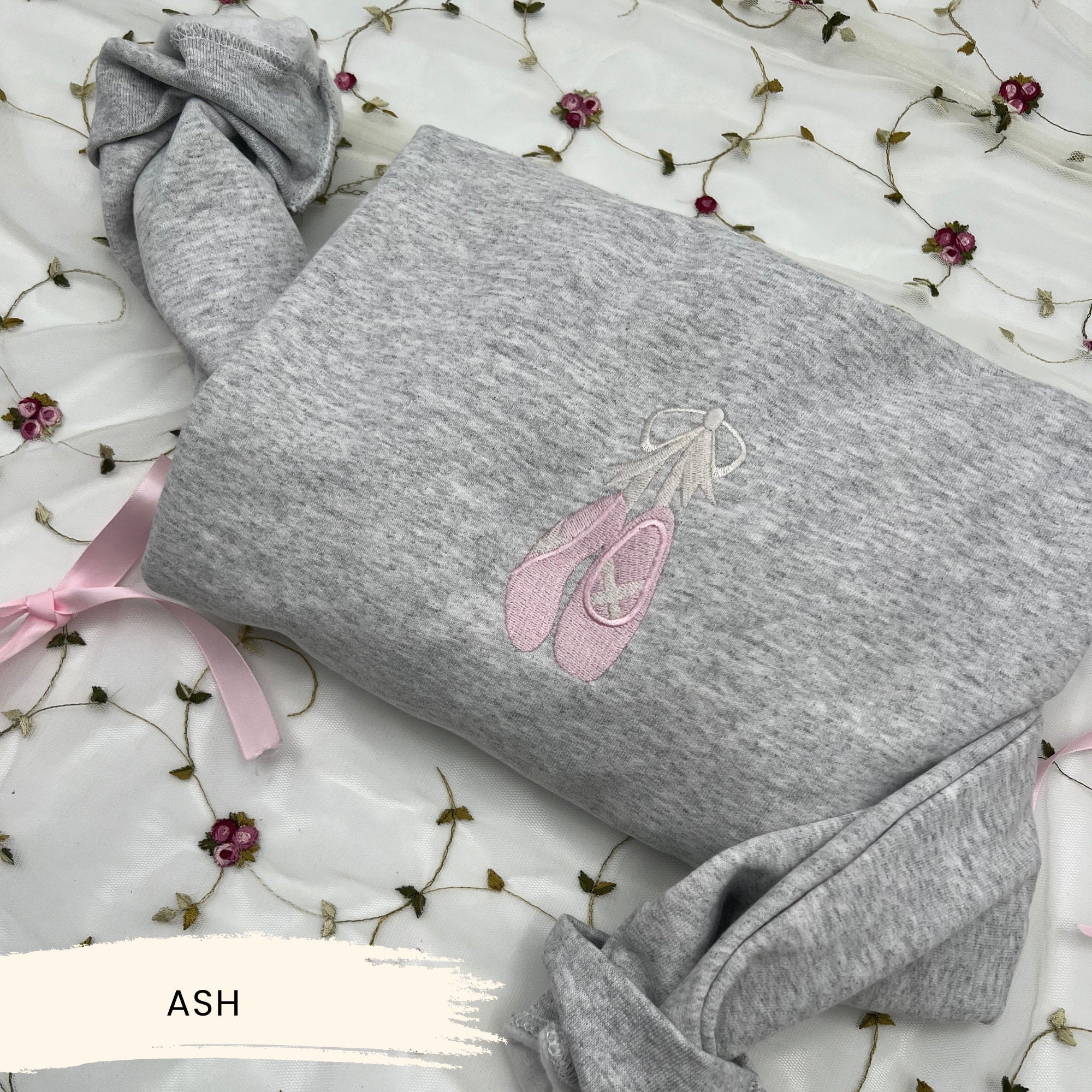 Ballet Shoes Embroidered Sweatshirt – Custom Ballerina Crewneck