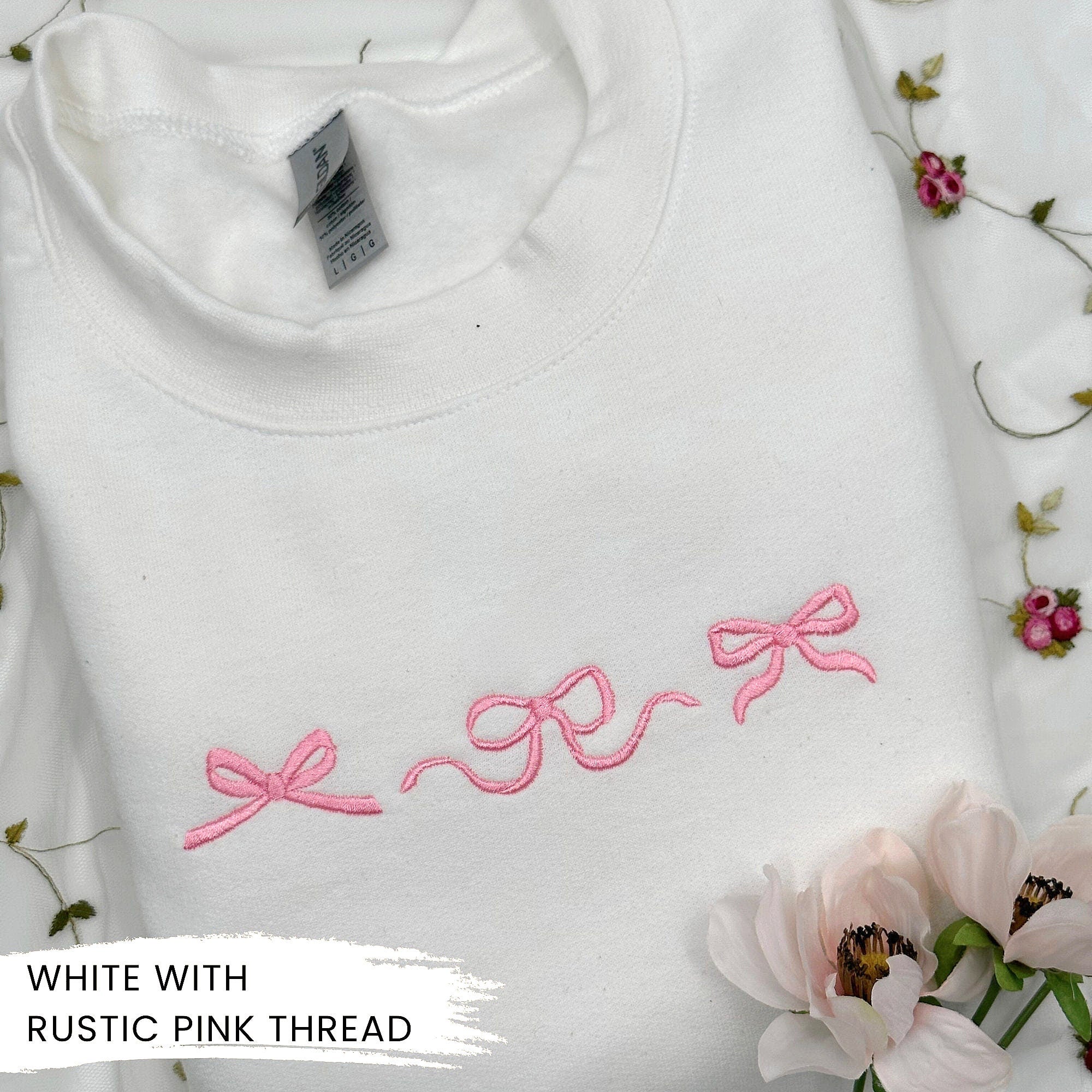 Delicate Bow Embroidered Sweatshirt – Feminine & Minimalist Aesthetic