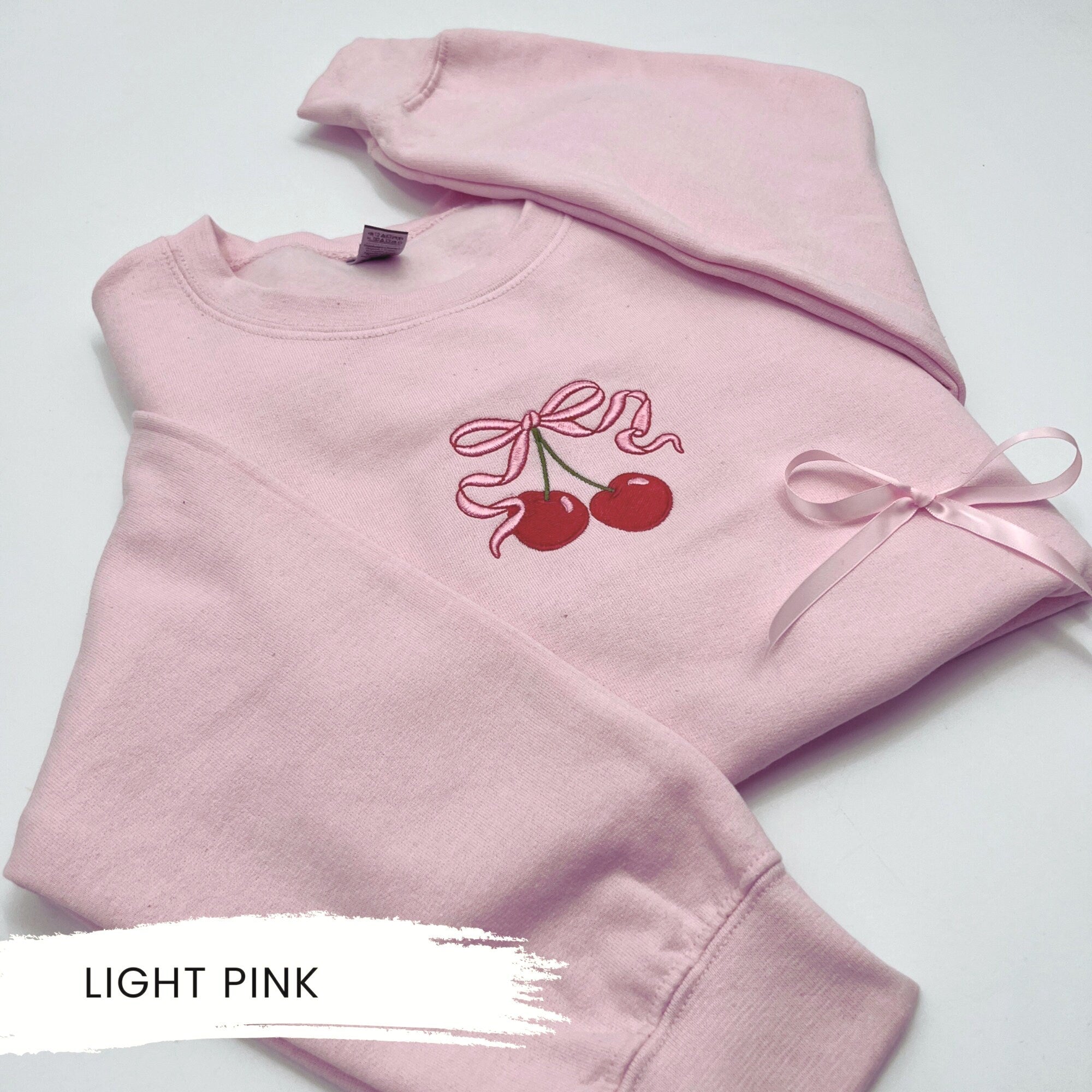 Cherry Bow Embroidered Sweatshirt – Coquette Sweatshirt
