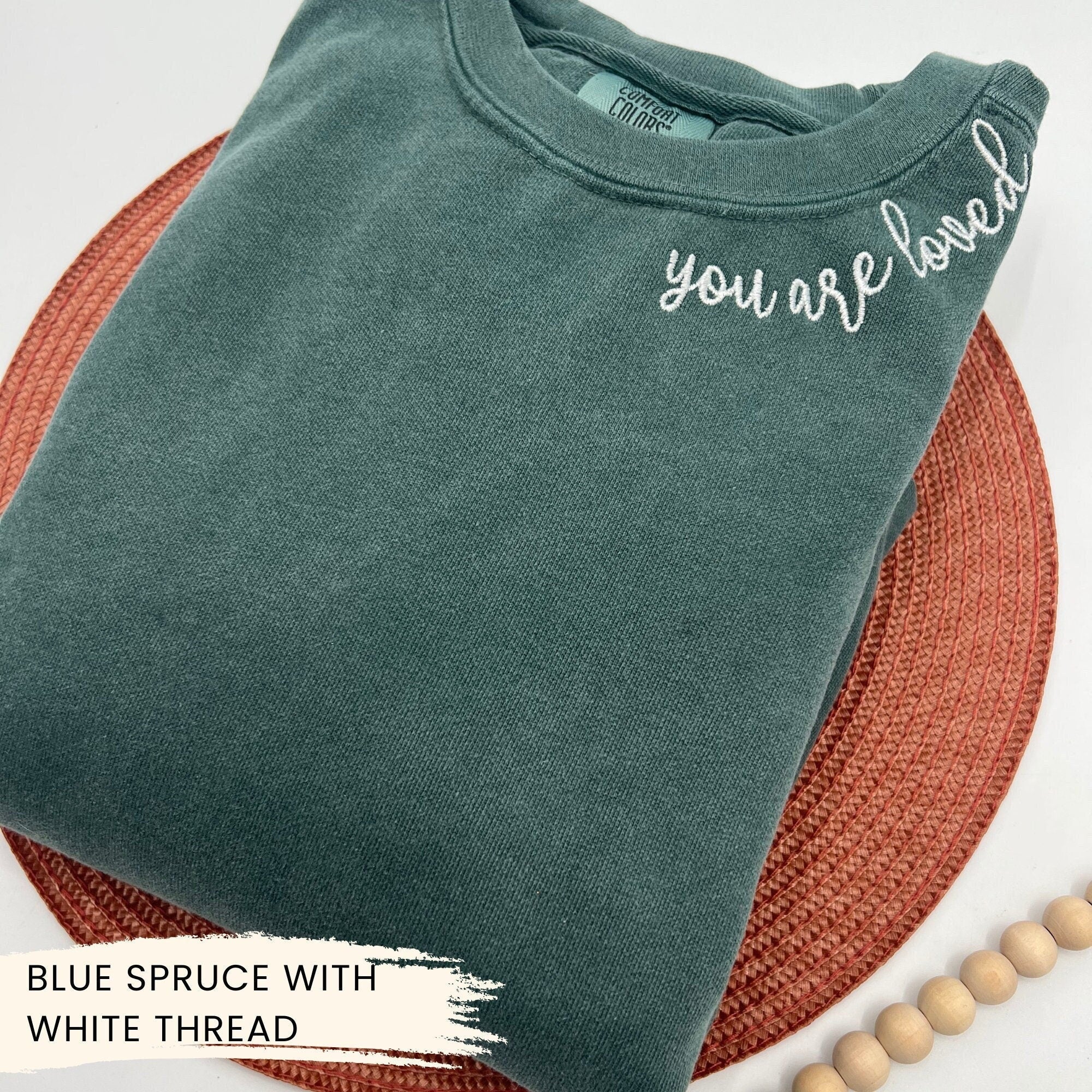 Custom Embroidered Neckline Sweatshirt – Personalized Text Crewneck