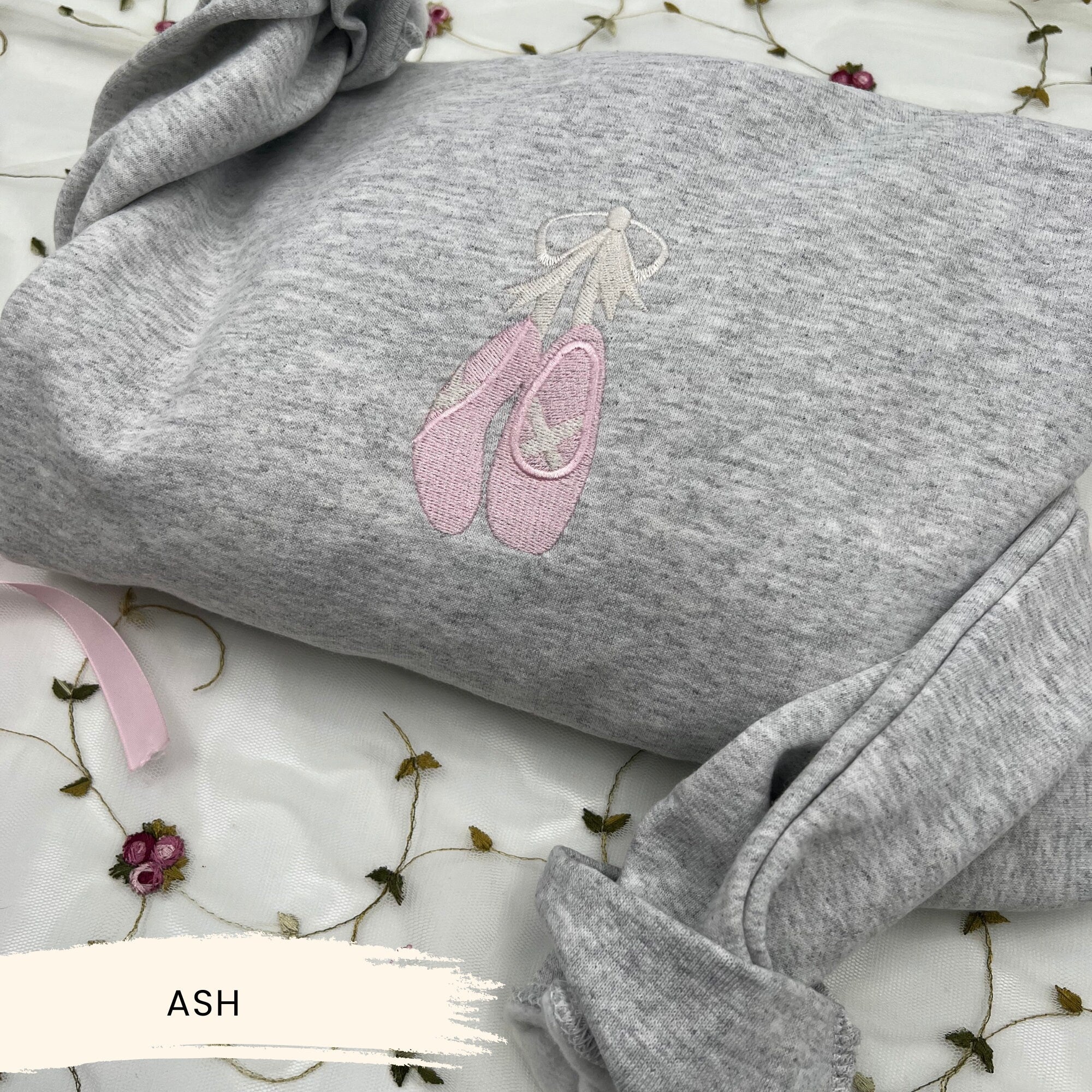 Ballet Shoes Embroidered Sweatshirt – Custom Ballerina Crewneck