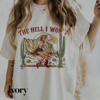 a woman wearing a t - shirt that says the hell i won&#39;t