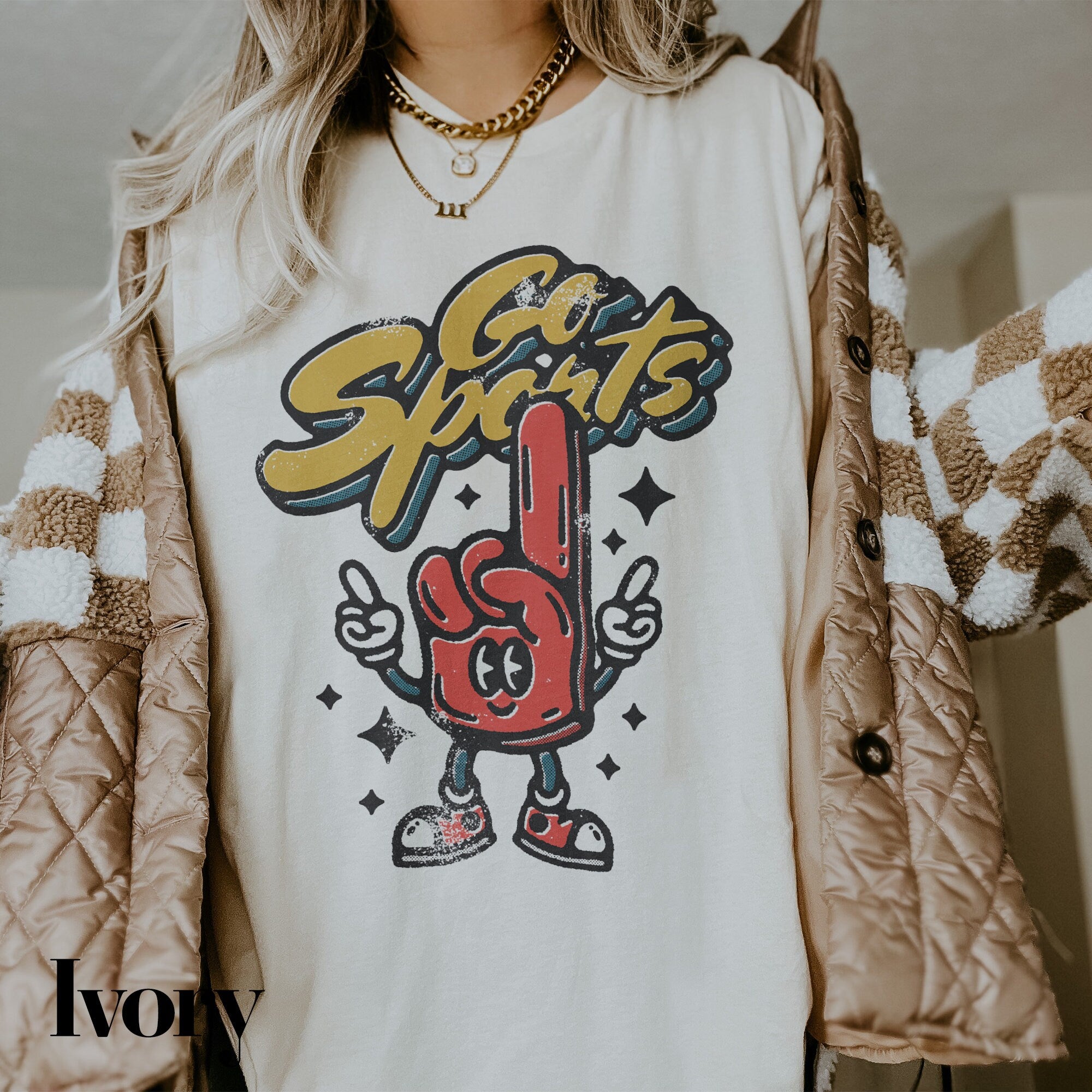 a person wearing a t - shirt with a cartoon character on it