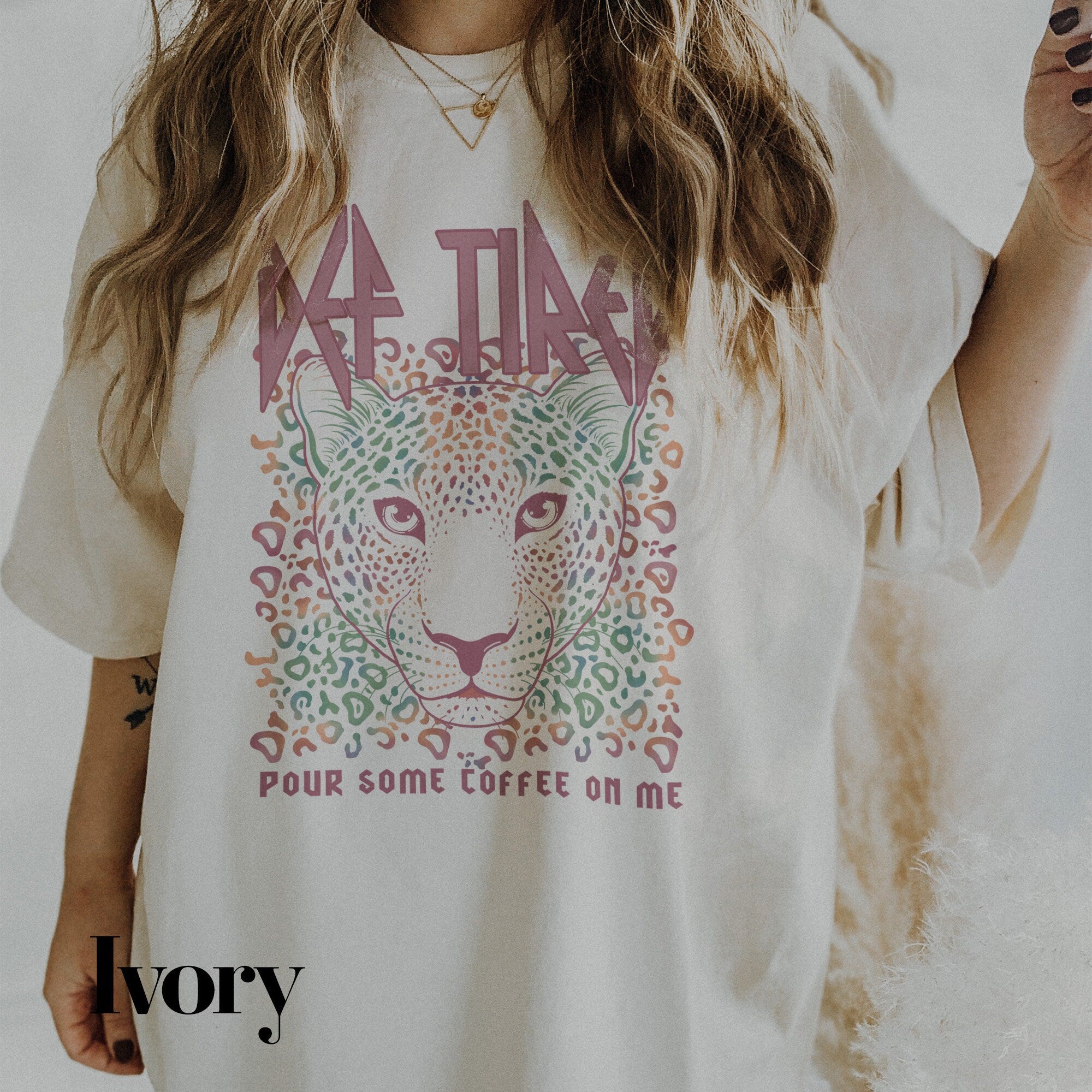 Def Tired Pink Leopard Coffee Mom Life Shirt