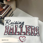 Raising Ballers Baseball Mom Sweatshirt – Embroidered Custom Game Day Crewneck