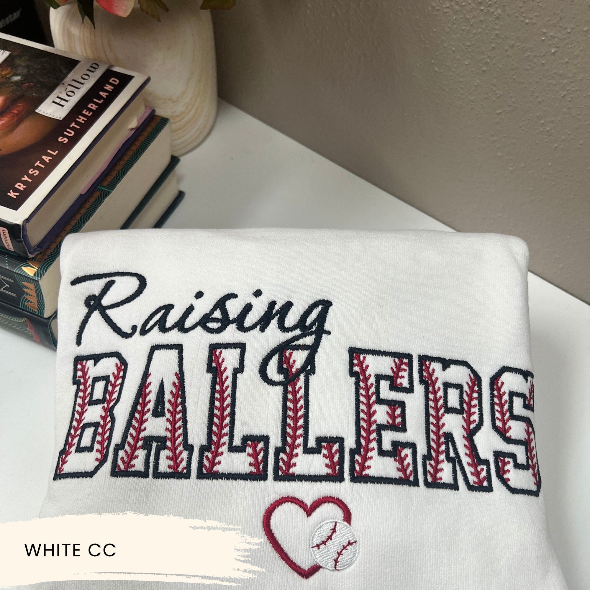 Raising Ballers Baseball Mom Sweatshirt – Embroidered Custom Game Day Crewneck
