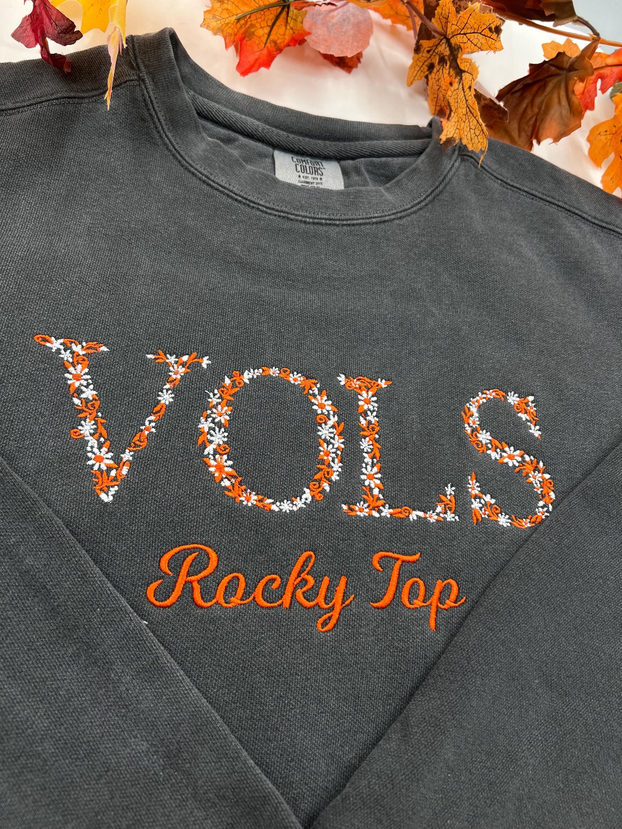 Custom Floral University Embroidered Sweatshirt – Personalized College Crewneck
