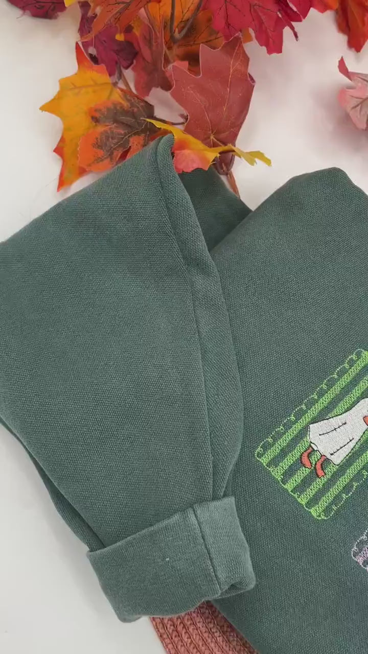 Halloween Goose Embroidered Sweatshirt – Spooky Season Pullover