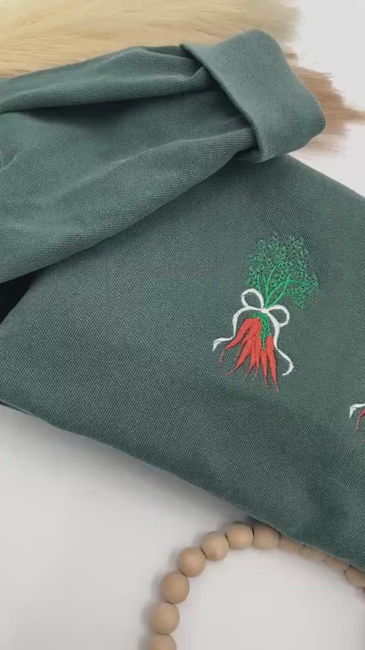 Carrot Sweatshirt, Cute Easter Gift, Spring Rabbit Apparel, Family Sweatshirt, Cute Easter Sweatshirt, Family Gift, Embroidered Apparel
