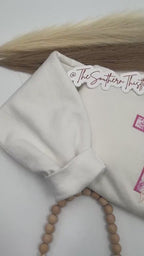 Pink Cross Embroidered Sweatshirt – Floral Faith-Inspired Crewneck