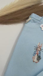 Peter Rabbit and Carrot Embroidered Sweatshirt – Floral Bunny Easter Crewneck