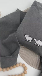 Dinosaur Sweatshirt - Embroidered Crewneck, Soft Cotton Blend, Cute Dino Gift