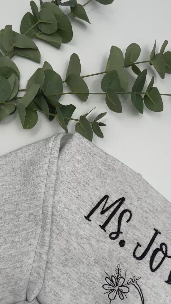 Custom Teacher Embroidered Sweatshirt – Personalized Classroom Crewneck