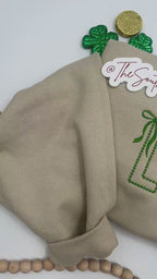 Lucky Bow Embroidered Sweatshirt – Stitched Lettering with Bow Accent