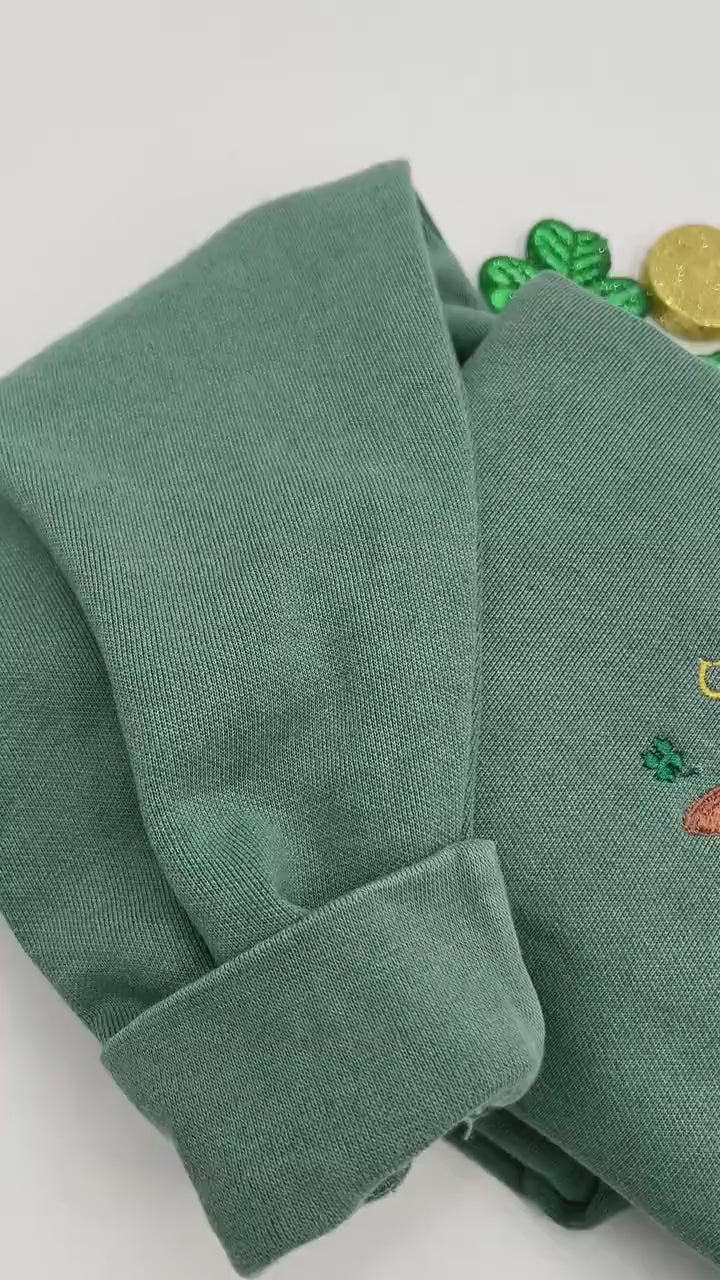 St. Patrick’s Day Lucky Dino Nuggets Embroidered Sweatshirt – Fun Festive Crewneck