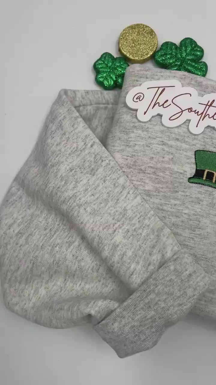 Lucky Icon Embroidered Sweatshirt – Festive Irish Symbols Crewneck