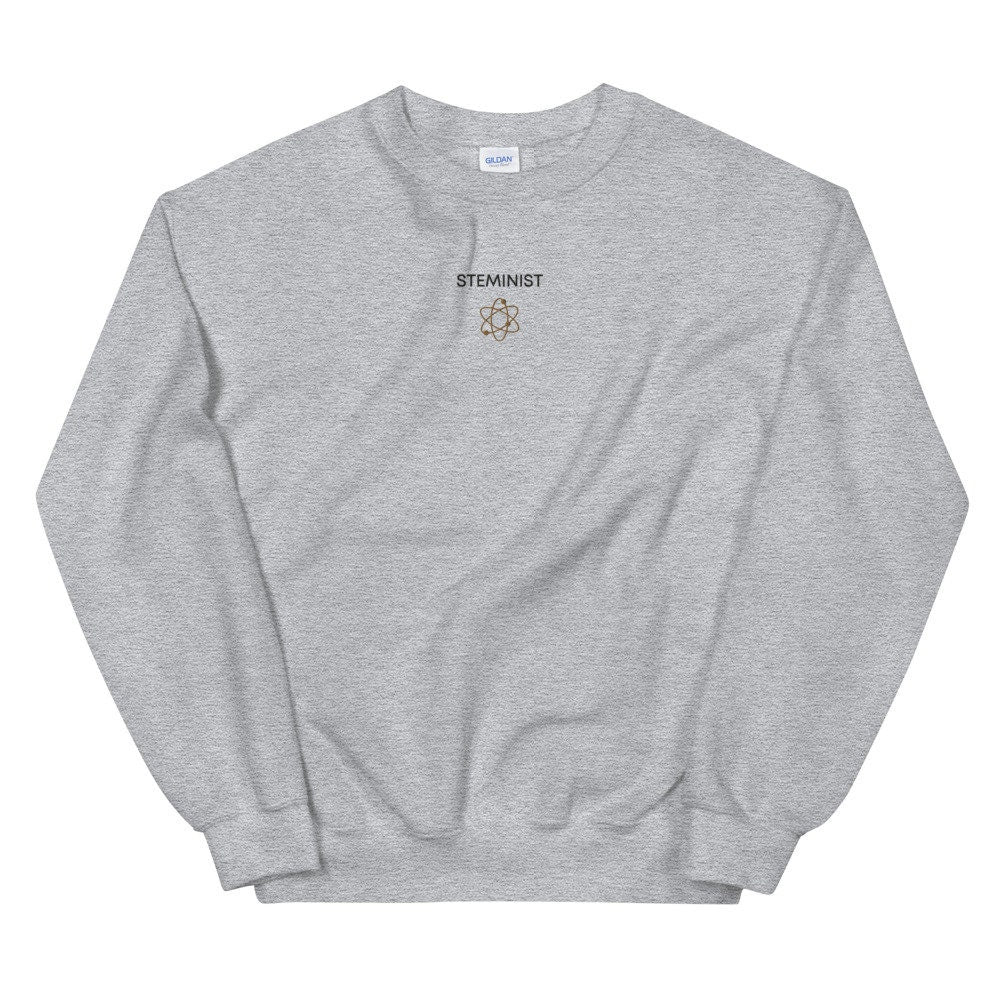 STEMinist Embroidered Sweatshirt – Science & Feminism Minimalist Crewneck