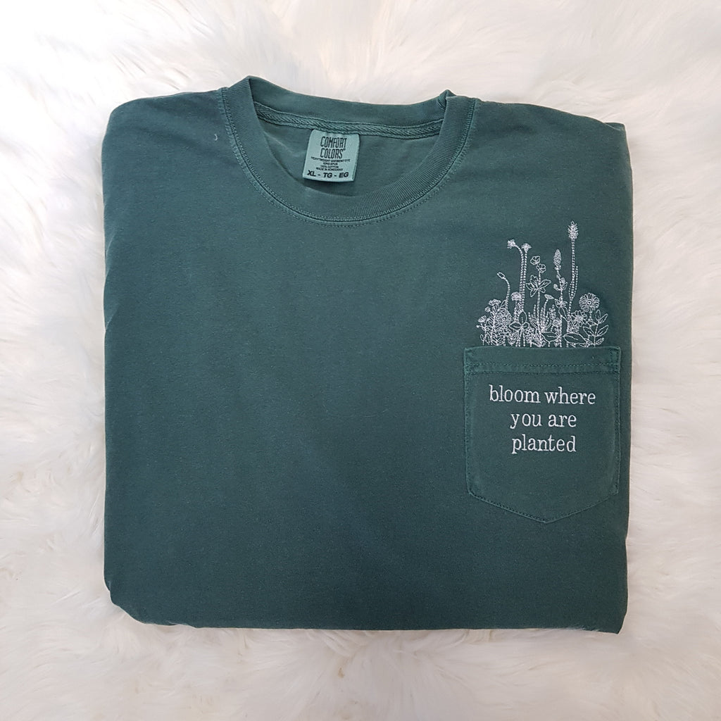 Embroidered Wildflowers Pocket Shirt