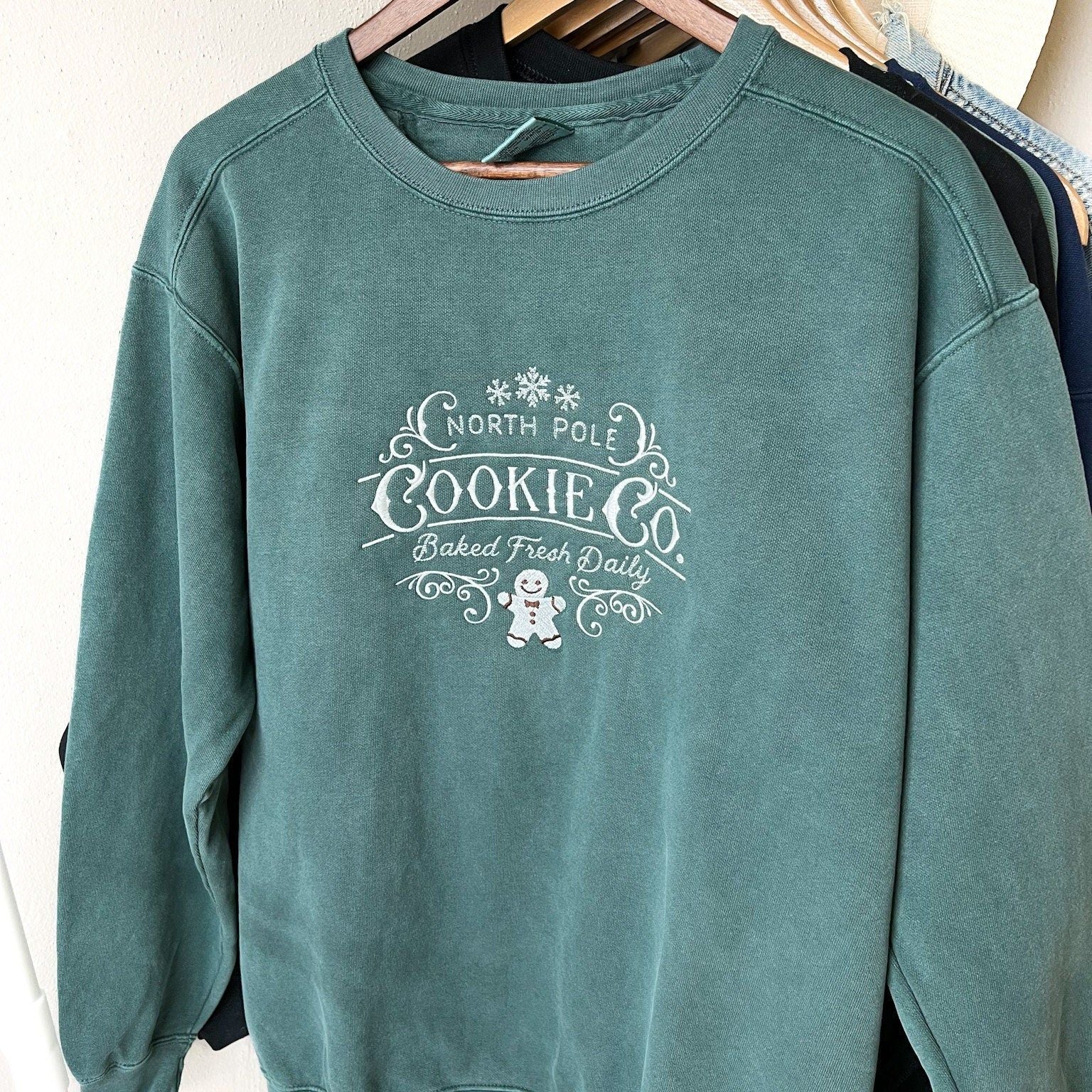 Vintage Embroidered Christmas Cookies Crew