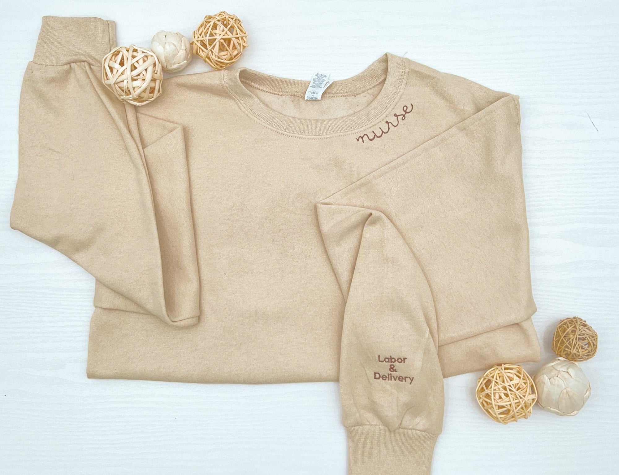 Embroidered Custom Collar Nurse Sweatshirt & Custom Cuff