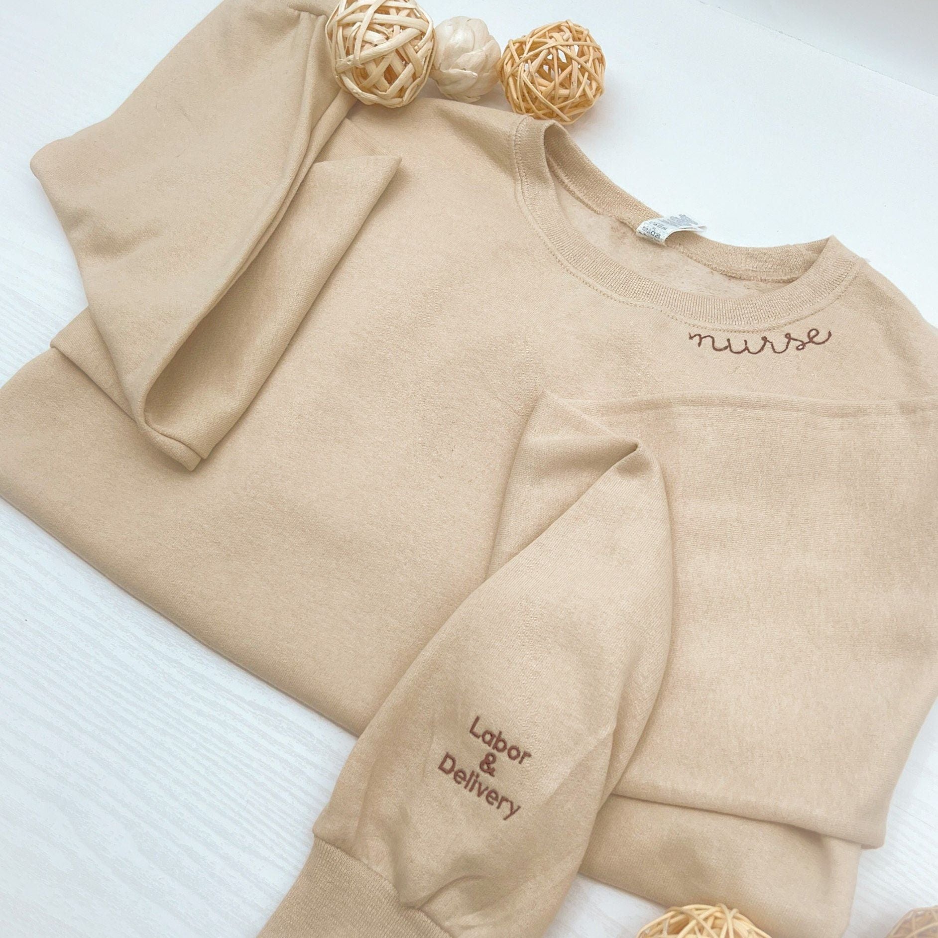 Embroidered Custom Collar Nurse Sweatshirt & Custom Cuff