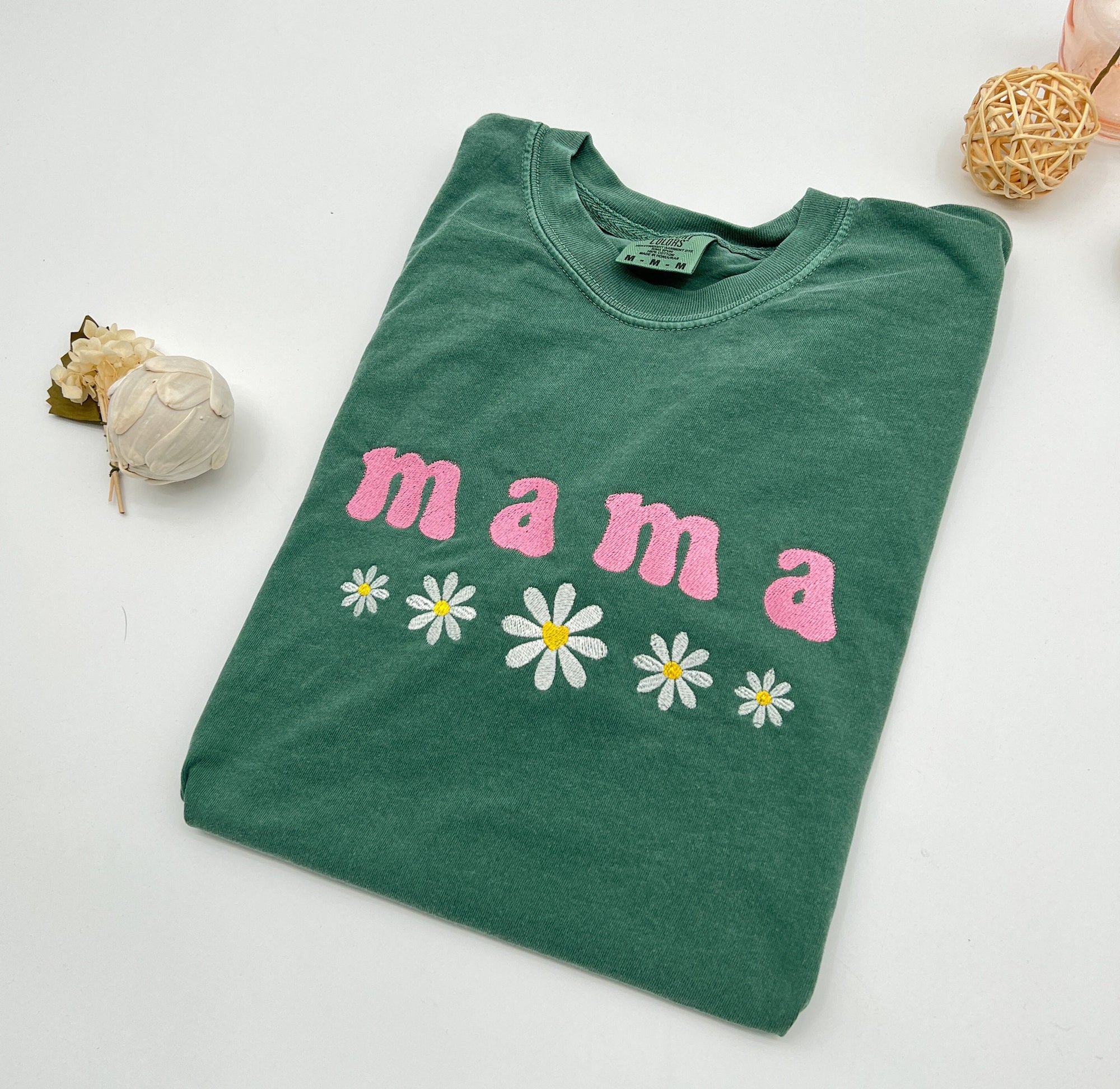 Comfort Colors® Embroidered Mama Daisy Shirt